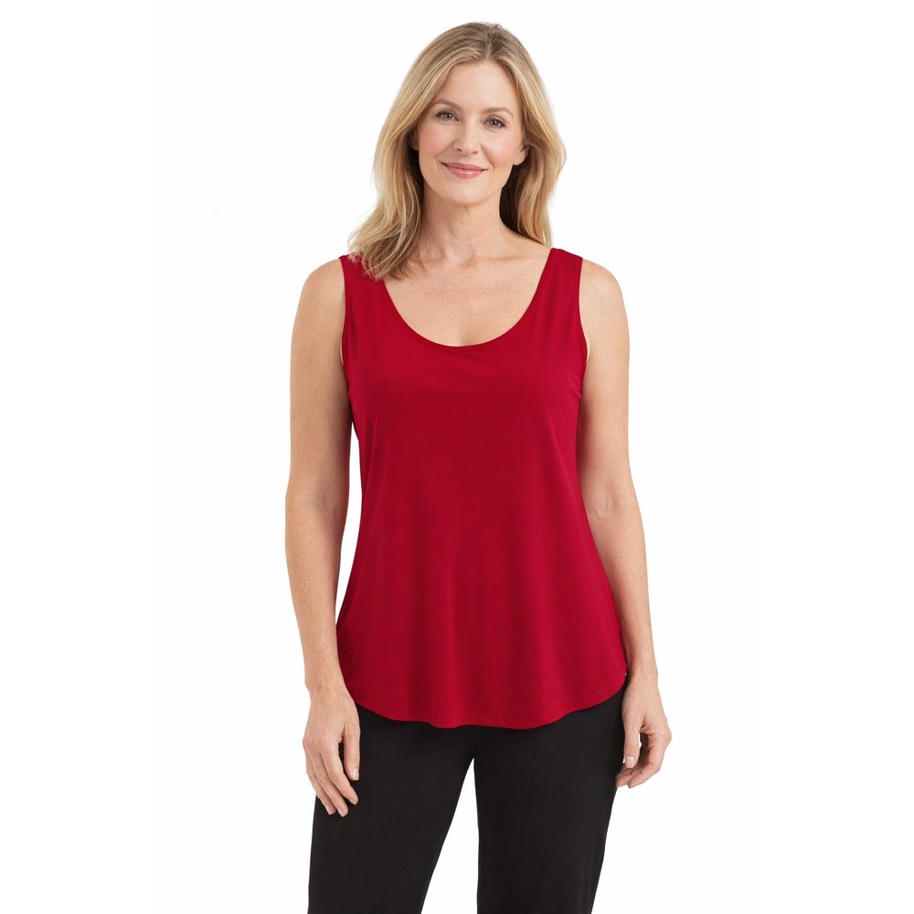 Clara Sunwoo Womens Red Liquid Jersey Scoop Neck Tank Top Size Small Made in USA
